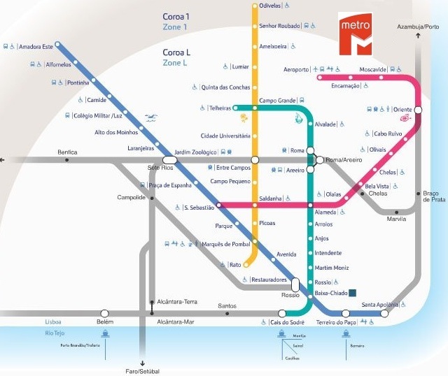 Metro di Lisbona mappa